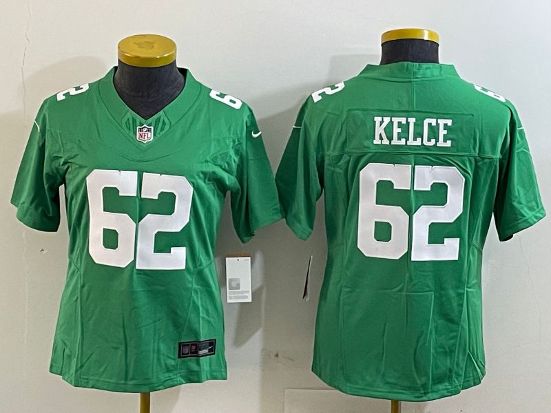 Youth Philadelphia Eagles #62 Kelce Green three generations 2025 Nike Vapor Limited NFL Jersey style 1